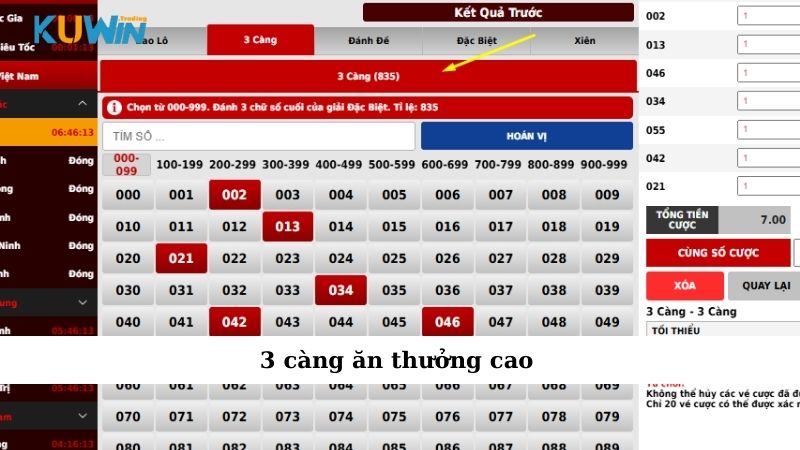 3 càng ăn thưởng cao