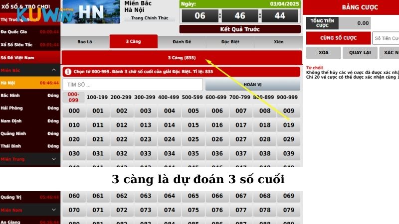 3 càng là dự đoán 3 số cuối